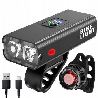 Gemson cykloosvetlenie SET ZADNÝ + PREDNÝ + POWERBANK + USB 2200 lm batéria